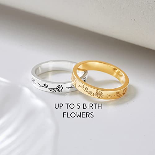 Bague Maman Florale – Fleurs de Naissance Personnalisées