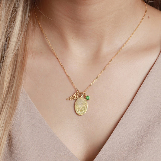 Collier Empreinte Digitale – Bijou Symbolique avec Pierre de Naissance