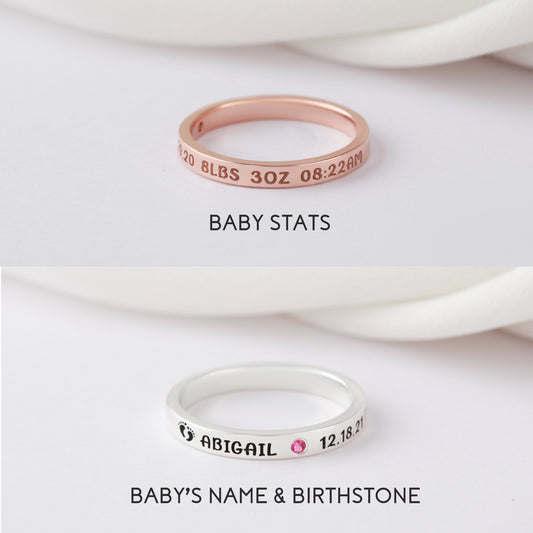 Bague Nouvelle Maman – Bijou Symbolique avec Prénom Bébé